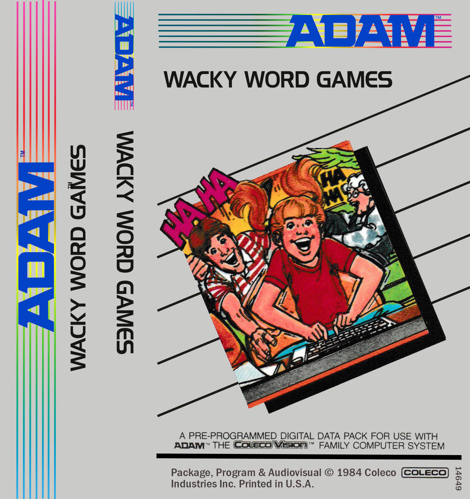 Wacky Word Games J-Card for ColecoVision ADAM